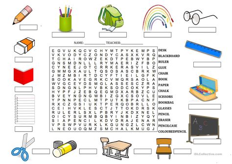 Classroom Objects - English ESL Worksheets Stationary Worksheet, Classroom Objects, English Worksheets For Kids, Vocabulary Worksheets, Teaching Jobs, Esl Worksheets, Word List, Worksheets For Kids, A Word