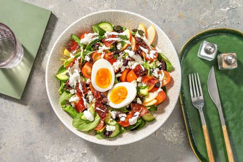 Share me on Pinterest Cobb Salad Recipe, Baby Tomatoes, Mini Cucumbers, Cranberry Cheese, Bacon Tomato, Hello Fresh, Make Friends, Fresh Ingredients, Dried Cranberries