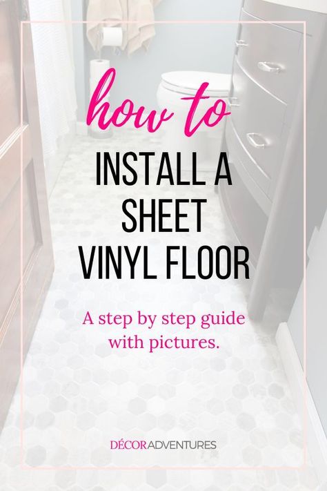 How To Install Vinyl Sheet Flooring, Vinyl Sheet Flooring Bathroom, Diy Vinyl Flooring, Diy Floors, Vinyl Flooring Sheet, Vinyl Flooring Bathroom, Sheet Flooring, Vinyl Sheet Flooring, Sheet Vinyl Flooring