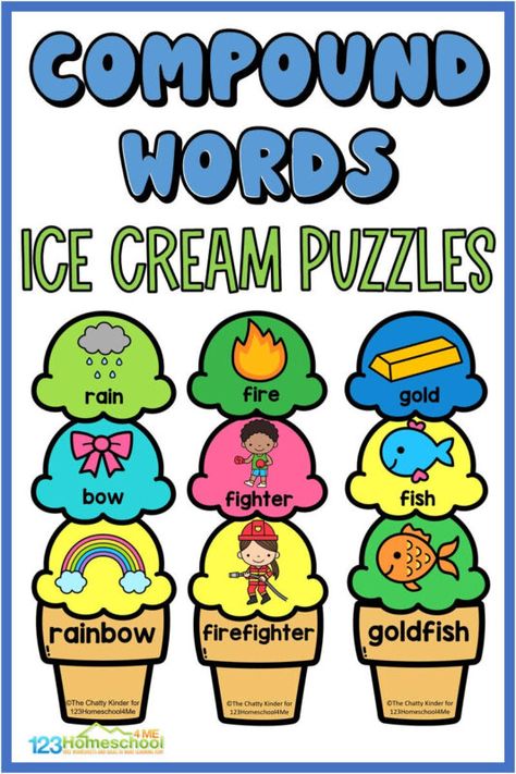 Kindergarten Compound Words, Compound Words Preschool Free Printable, Compound Word Activities Preschool, Compound Words Preschool, Compound Words Activities Preschool, Free Compound Words Activities, Compound Words With Pictures, Compound Word Games, Kids Puzzles Printable