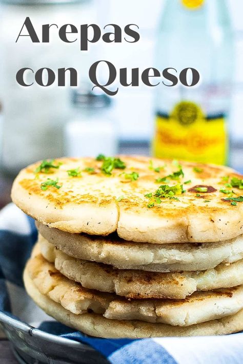 Arepas con Queso Cheese Arepas, Bolivian Cuisine, Corn Patties, Cornmeal Recipes, Arepas Recipe, Moist Cornbread, Homemade Corn Tortillas, Cheesy Corn, Grilled Cheese Sandwiches