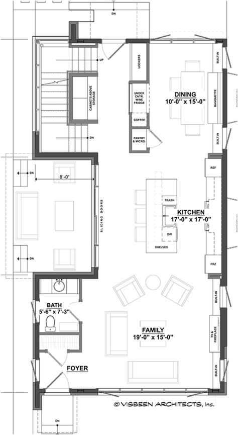 Plan #928-296 - Houseplans.com Best House Plans Layout Open Floor, Contemporary Style House, Narrow Lot House, Best Farmhouse, Narrow House, Contemporary Floor, Contemporary Style Homes, White Modern Kitchen, Plan Ideas