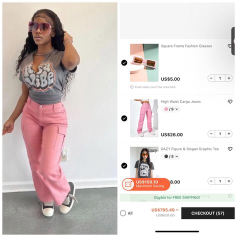 @beYoutiful_143 Shein Outfit Inspo School, Shein Outfit Inspo Baddie, Shein Fits Baddie, Shein Baddie Outfits, Shein Outfits For School, Shein Outfits Black Women, Shein Back To School, Shein Back To School Outfits, Shein Cart