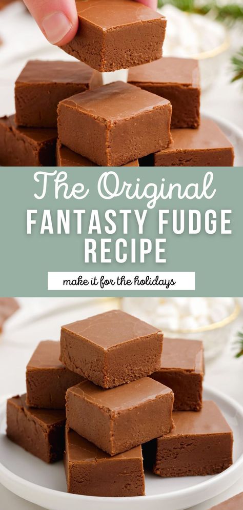 Fantasy Fudge original recipe was found on the back of the Kraft Marshmallow Creme jar. Today, Fantasy Fudge has become a Christmas staple in many homes. My recipe tweaks the ingredients just slightly to make for a more quality fudge while still remaining that classic dessert we all know and love. If you’re in a pinch, try my super simple 3-Ingredient Microwave Fudge Recipe. The Original Fantasy Fudge Recipe, Fantasy Fudge Recipe Original Microwave, Microwave Marshmallow Fudge, Marshmallow Crème Fudge, Fudge Recipes Marshmallow, Air Fryer Fudge, Fudge Using Marshmallows, Easy Fudge Recipe With Marshmallow Fluff, Jetpuffedmarshmellows Fantasy Fudge