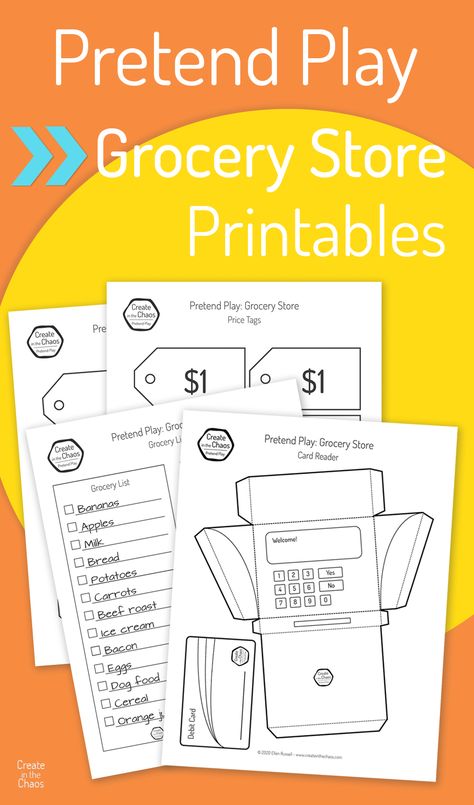 Pretend Play Grocery Store Printables, Preschool Grocery Store Activities, Shopping Activities For Preschool, Pretend Play Free Printables, Diy Play Grocery Store, Grocery Store Dramatic Play Printables, Grocery Store Printables, Dramatic Play Grocery Store, Grocery Store Pretend Play