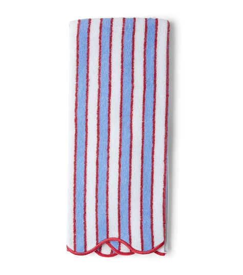 Accentuate your spring - themed dining table setting with the Spring Blue Stripes Towel by Place & Time This towel flaunts a striped pattern in blue with red borders It is made from cotton and is highly absorbent You can also make it a part of your kitchen decor or add it to the holiday gift basket of a close friendBrand: Place & TimeTheme: StripesDimensions: 16 x 26 x 02 inchesContent: 100% Cotton July 4th Decorations Outdoor, Holiday Gift Basket, Spring Yellow, Bathroom Red, Beach House Design, Striped Towels, Joanns Fabric And Crafts, Red Accents, Kids' Bathroom