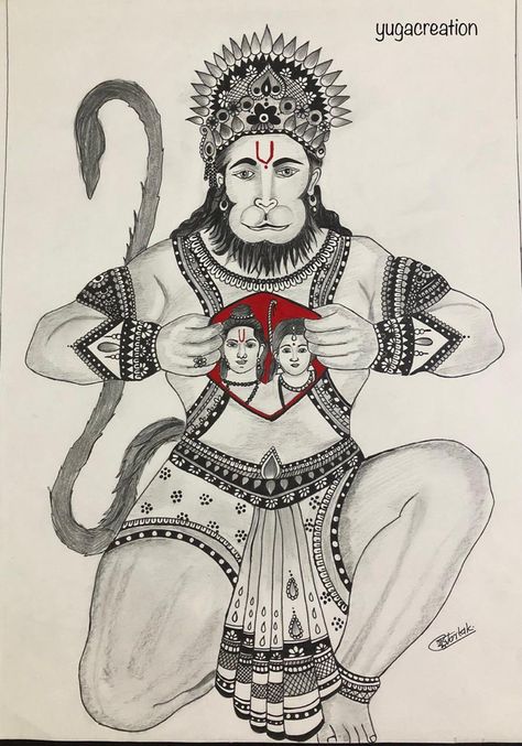 Hanuman Ji Mandala Art, Hanuman Mandala Art, Dress Dizain, Hanumaan Jee, Carving Drawing, Ganesha Artwork, God Drawing, Colorful Art Projects, God Painting