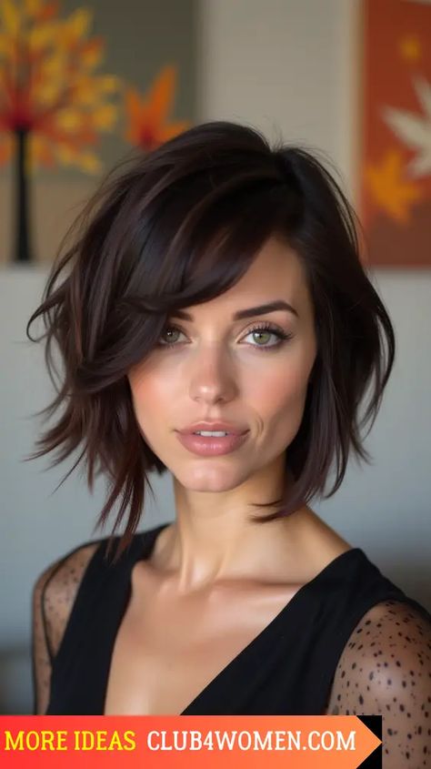 Curtain Band Short Hair, Soft Curtain Bangs Wavy Hair, Curtain Bangs Short Haircut, A Line Bob With Curtain Bangs, Short Hairstyle Women With Curtain Bangs, Long Bangs With Short Hair, Angled Bob With Curtain Bangs, Bob Hairstyles Curtain Bangs, Curly Bob With Curtain Bangs