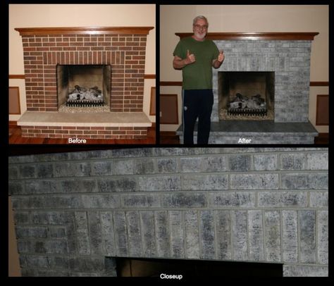 11 Most Inspirational Stained Brick Before and After Ideas Just for You – JimenezPhoto Fireplace Redo Ideas, Stained Brick Exterior, Staining Brick, Stain Brick, Brick Staining, Stained Brick, Black Brick Fireplace, Brick House Exterior Makeover, Fireplace Makeover Ideas