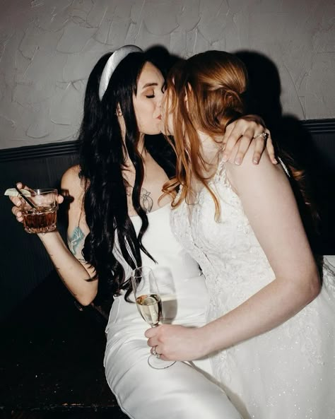 Make sure you let your photographer kick on into your reception with you ✨😍 Captured by @tarabethphotography Wlw Wedding, Dressed In White, Queer Weddings, Woman Loving Woman, Two Brides, Barbie Wedding, Wedding Kiss, Girlfriend Goals, Lgbtq Wedding