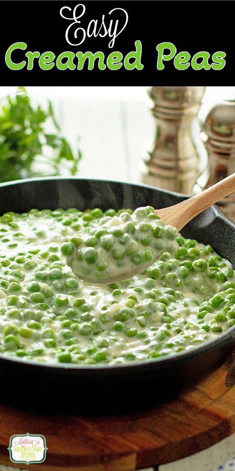 Easy Creamed Peas Recipe, Pea Sides, Cream Peas Recipe, Easy Creamed Peas, Creamed Peas Recipe, Cozy Food, Creamed Peas, Peas Recipe, Bean Cakes