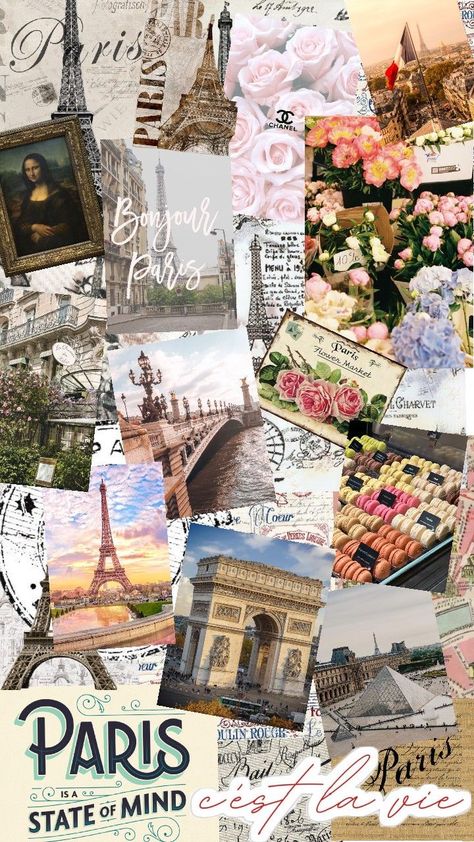 Paris. A collage of Parisian aesthetic. A travel collage of the French city of Paris. Made using Pinterest collage tool. Paris Aesthetic Wallpaper, Vintage Paris Aesthetic, Paris Collage, Pinterest Collage, France Wallpaper, College Wallpaper, French Wallpaper, French City, Iphone Wallpaper Cat