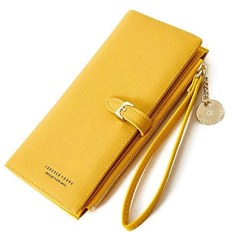 Yellow Pu Women's Wallet Wristband Design, Trendy Purses, Mini Mochila, Cheap Purses, Leather Clutch Purse, Pocket Card, Ladies Purse, Laptop Rucksack, Purse Brands