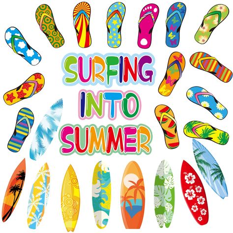 PRICES MAY VARY. Sufficient Quantity for DIY: you will receive 42 pieces flip flop decorations (14 patterns, 3 of each pattern), 27 surfboard cutouts (9 patterns, 3 of each pattern), 6 letter cutouts (3 patterns, 2 of each pattern) and 100 point dots from the package, enough to meet your uses and replacement needs, and you can also share them with others Hawiian Style: these bulletin board decorations are featured with flip flops and surfboards in different patterns, and the cute letters of [sur Summer Classroom Decor, Letter Cutouts, Decorating Flip Flops, Bulletin Board Decor, Themed Classroom, Cute Letters, Board Decoration, Beach Themed, Tropical Beach