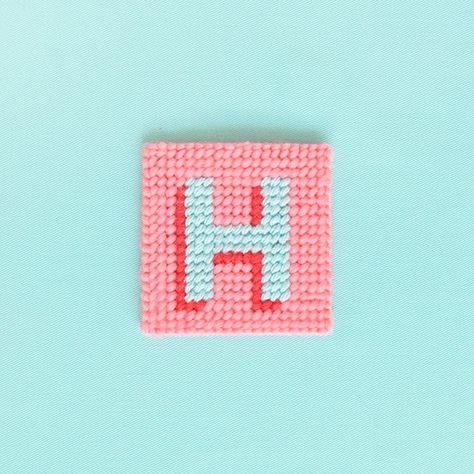 Yarn Cross Stitch Tags | Handmade Charlotte Pixel Embroidery Cross Stitch, Yarn Cross Stitch, Crossstich Letters Free Pattern, Cross Stitch Simple Pattern, Yarn On Canvas, Backstitch Letters, Cross Stitch Patterns Simple, Alphabet Cross Stitch, Cross Stitch Words