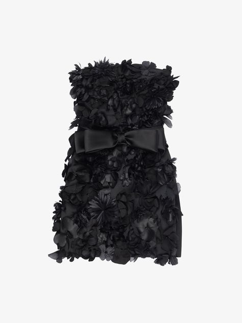 Bustier dress in satin with embroidered flowers - black | Givenchy US Givenchy Jeans, Givenchy Coat, Cropped Wool Sweater, Givenchy Tshirt, Givenchy Clothing, Wool Knitted Dress, Fab Dress, Corset Shirt, Silk Satin Dress