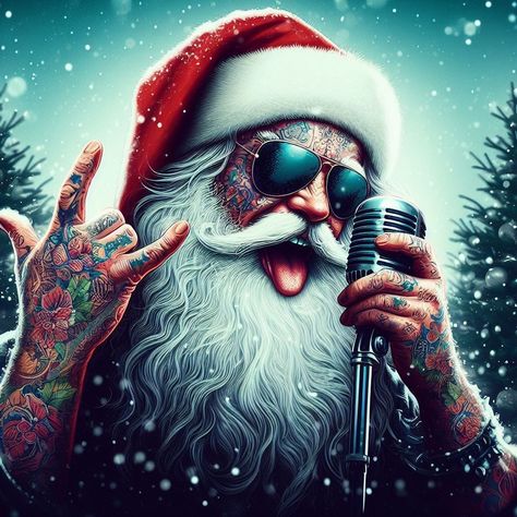 Rock N Roll Christmas, Santa Jokes, Biker Gnomes, Santa Cartoon, Motorcycle Christmas, Santa Claus Pictures, Santa Art, Merry Christmas Gif, Christmas Jokes