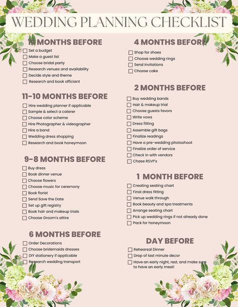 Wedding Planner Checklist, Wedding Planner, Month-by-month Planning, Wedding Checklist, Instant Download, Downloaded Planner Wedding Planning Timeline 12 Months, Planning Wedding Checklist, Engagement Timeline, Month Planning, Wedding Planner Checklist, Checklist Wedding, Wedding Planning Timeline, Planning Wedding, Wedding Gift Bags