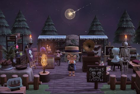 Animal Crossing Spooky Island, Animal Crossing Spooky, Acnh Spooky, Animal Crossing Town Tune, Spooky Island, Oddities Shop, Cottagecore Animal Crossing, Spooky Tree, Girl With A Pearl Earring