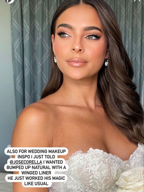 Hooded Bridal Makeup, Wedding Make Up Hooded Eye, Hooded Eye Makeup Bridal, Bridal Makeup Glam Hollywood Glamour, Natural Bride Makeup Green Eyes, Bridal Makeup Winged Eyeliner, Bridal Makeup Winged Liner, Bridal Makeup For Blue Eyes Brunette, Soft Glam Wedding Makeup Brides