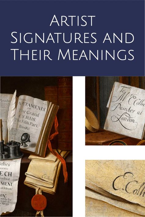 When an artist makes their mark on paper, canvas, or sculpture, it can serve to identify, distinguish or finalize the authenticity of an artwork. Read on to learn more about the history, importance, and hidden meanings of unique artist signatures. Artist Signature Ideas Paintings, Signature On Painting, Artist Signature Ideas, Painting Certificate Of Authenticity, Artists Signatures, Rembrandt Van Rijn, Artist Signature, Signature Ideas, Artist Signatures