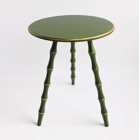 Green Side Table, Side Table Painted, Bamboo Side Table, Bamboo Table, Green Side, Bamboo Furniture, Traditional Furniture, Painted Table, Antique Inspiration