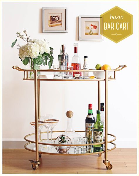 Gold Bar Cart Target, Gold Bar Cart Styling, Perfect Bar Cart, Bar Cart Essentials, Elegant Bar Stools, Diy Bar Cart, Gold Bar Cart, Outside Bars, Bar Cart Styling