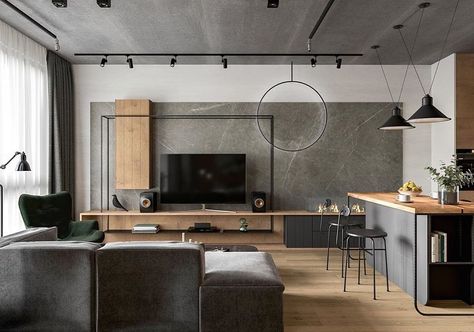 A balance of Japanese zen-like style with industrial style design makes this space look cozy and modern. What do you think of this design… Industrial Zen Interior Design, Japanese Zen Interior, Zen Interior Design, Zen Interiors, Industrial Home Design, Flat Decor, Japanese Interior Design, Ceiling Lights Living Room, Apartment Complexes