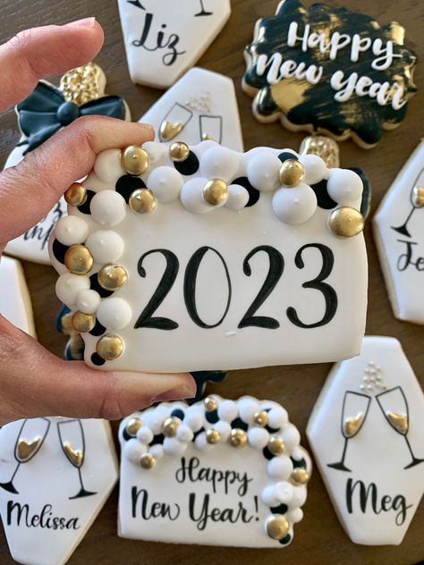 New Years Custom Sugar Cookies 2024 Cookies, New Year Sugar Cookies, New Year Royal Icing Cookies, New Year Cookies Decorated, New Years Sugar Cookies, New Year Cookies, New Years Cookies Decorated, New Years Cookies Decorated Royal Icing, Happy New Year Cookies