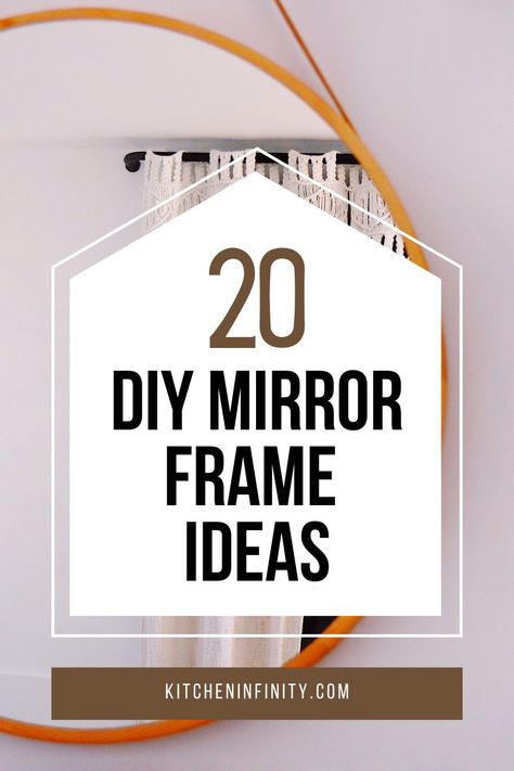 Easy Diy Bathroom Mirror Frame, How To Make A Plain Mirror Look Fancy, How To Add Border To Mirror, How To Decorate A Frameless Mirror, Frame Contractor Grade Mirror, Unframed Mirror Ideas, Plain Mirror Makeover Diy, Rectangle Mirror Upcycle, Decorating Mirrors Ideas Diy