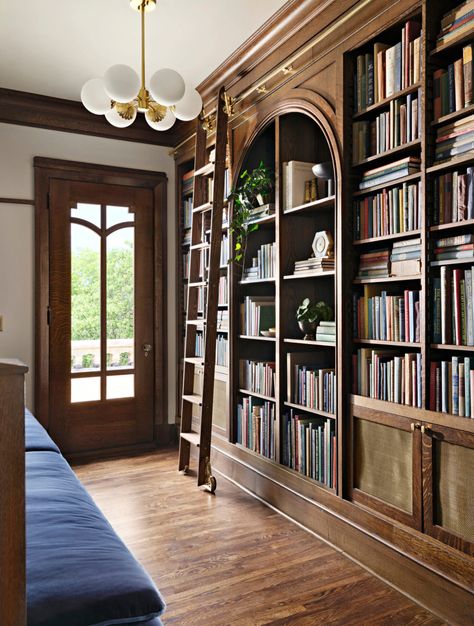 Built In Bookcase Living Room Library Wall, Full Wall Bookshelves, Wood Built In Bookshelves, Wyoming Homestead, Small Home Library, Library House, Wine Lounge, Bookshelf Wall, Chip And Jo