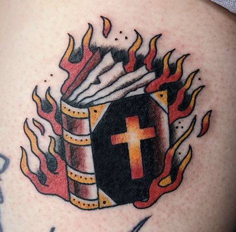 Atheist Tattoo Ideas, Anti Religion Tattoo, Atheist Tattoo, Religion Tattoos, Burning Church, Book Tattoos, Anti Religion, Book Tattoo, I Tattoo