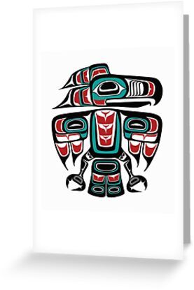 4" x 6" cards for every occasion. Digitally printed on heavyweight stock. Uncoated blank interior provides a superior writing surface. Comes with a kraft envelope. Additional sizes are available. Design for Pacific Northwest Coast Indian tribe artwork and symbolism fans. If you love the native art of Tlingit, Haida, Heiltsuk, Nuxalk, Tsimshian, Lummi, Nooksack, etc. than this traditional artwork product is for you. Pacific Northwest Art Native West Coast, Raven Totem, Nature Tattoo Sleeve, Pacific Northwest Art, Haida Art, Indian Tribes, Traditional Artwork, Northwest Coast, Native Art