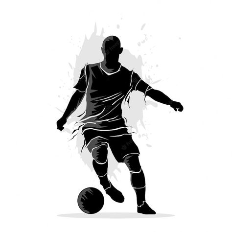 Premium Vector | Soccer player dribbling the ball. abstract silhouette vector illustration Soccer Vector Illustration, Dribbling Football, Soccer Logo Design Ideas, Futsal Wallpaper, Football Illustration Design, Poster Futsal, Logo Futsal, Sports Silhouettes, Soccer Silhouette