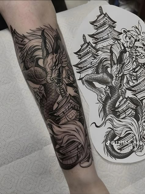 Dragon Tattoo Forearm, Half Sleeve Tattoos Forearm, Sketch Style Tattoos, Full Leg Tattoos, Chinese Dragon Tattoos, Dragon Sleeve Tattoos, Men Tattoos Arm Sleeve, Sketch Tattoo Design, Dragon Tattoo Designs