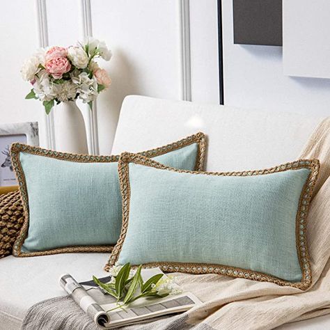 How To Wash Throw Pillows, Burlap Pillows, Edge Lighting, Beautiful Cover, Light Turquoise, Decorative Throw Pillow Covers, Soft Pillows, Throw Pillow Cases, Decorative Pillow Covers