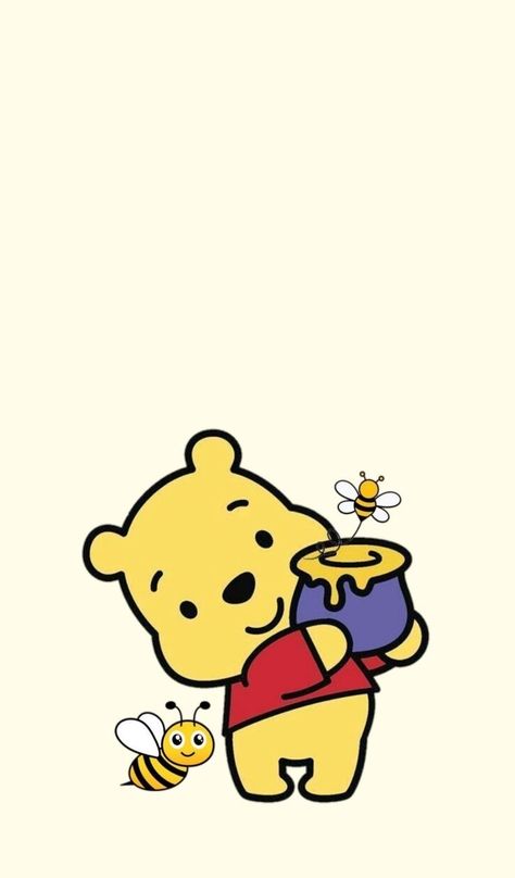 Winnie Poo, Disney Wallpapers, Bear Drawing, Cute Canvas Paintings, Cute Canvas, Pooh Bear, Cute Chibi, Disney Wallpaper, Anime Character Design