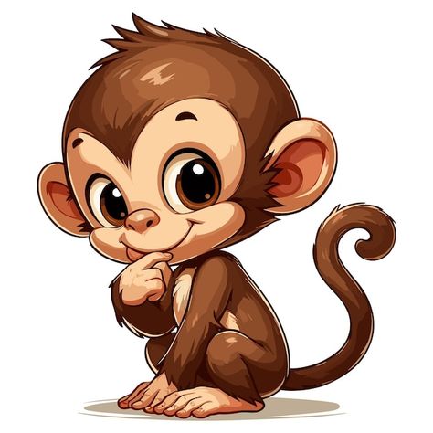 Baby Monkey Drawing, Cute Monkey Cartoon, Cute Animals Clipart, Monkey Clipart, Cartoon Dog Drawing, Funny Monkey Pictures, Farm Animal Clipart, Christmas Farm Animals, Monkey Cartoon