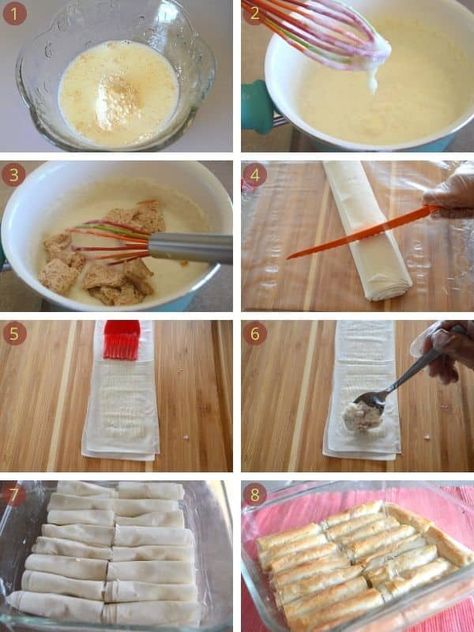 znoud el sit step by step Znoud El Sit, Phyllo Dessert, Lebanese Desserts, Armenian Recipes, Phyllo Dough, Mascarpone Cheese, Dessert Ideas, Simple Syrup, Lebanon