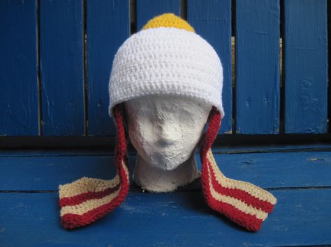 ♥ Banana Hat, Egg Hat, Crochet Egg, Crocheted Clothing, Crochet Character Hats, Crochet Adult Hat, Earflap Beanie, Crochet Weaves, Crochet Clothing And Accessories