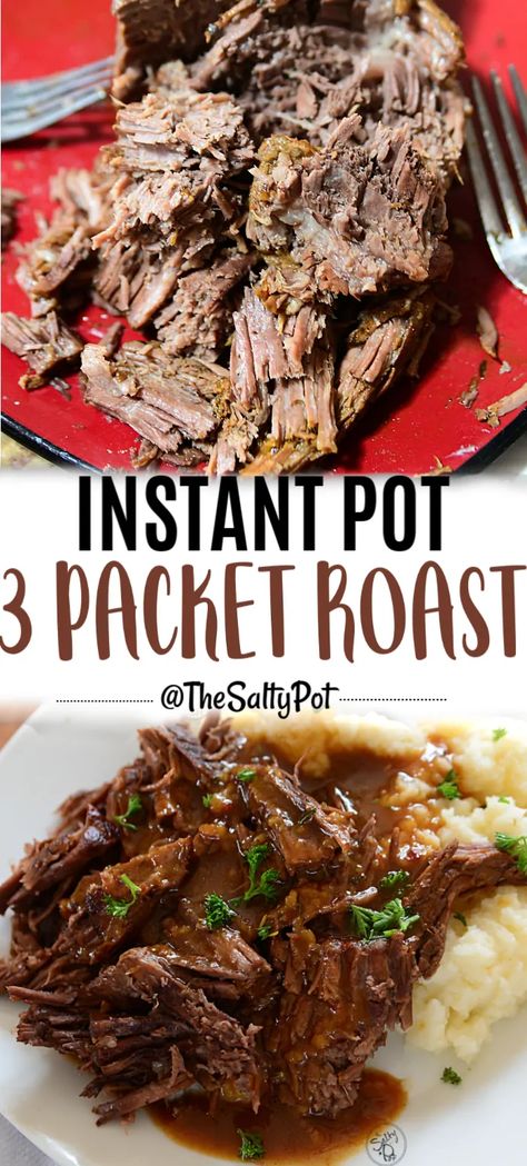 3 Packet Roast, Instant Pot Roast, Hot Beef Sandwiches, Instant Pot Pot Roast, Chuck Roast Recipes, Chop Suey, Pot Roast Recipes, Instant Pot Dinner Recipes, Easy Instant Pot Recipes