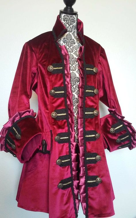 Red Pirate Coat, Theatre Costumes, Bespoke Tailoring, Matching Accessories, Historical Clothing, Fashion Sketches, Historical Fashion, Costume Design, Wedding Outfit