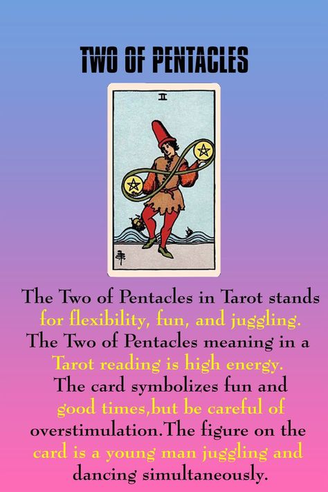 Two of Pentacles, tarot card meaning A Suit of Pentacles Two Of Pentacles Tarot, Suit Of Pentacles, Mental Struggle, Two Of Pentacles, Pentacles Tarot, Pentacles, Positive Influence, Tarot Learning, Tarot Card Meanings