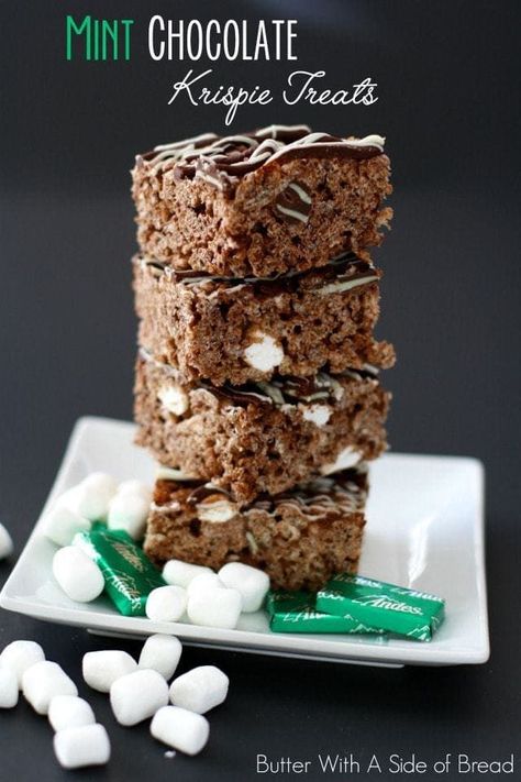 MINT CHOCOLATE KRISPIE TREATS: Butter With A Side of Bread Best Rice Krispie Treats Recipe, Mint Rice, Rice Crispy Treats Recipe, Chocolate Rice Krispies, Chocolate Rice Krispie Treats, Krispie Treats Recipe, Krispy Treats, Krispies Treats, Cereal Treats