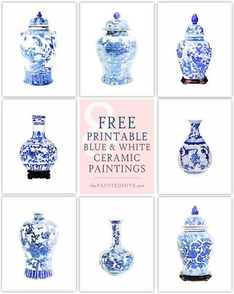 Free Printable Blue & White Ceramic Wall Art | The Painted Hive | Bloglovin’ Wall Frames Ideas Living Room, Wall Frames Ideas, Frames Ideas, Blue White Ceramic, Blue And White Art, Diy Interior Decor, Art Projects For Adults, Projects For Adults, Free Printable Wall Art