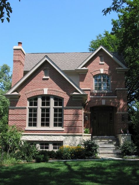 Red Brick House Grey Trim, Colonnade Gray, Tudor House Exterior, Traditional Exterior Homes, Brick Ranch Houses, Architecture Traditional, Trim Paint Color, Brick Cottage, Trim Paint