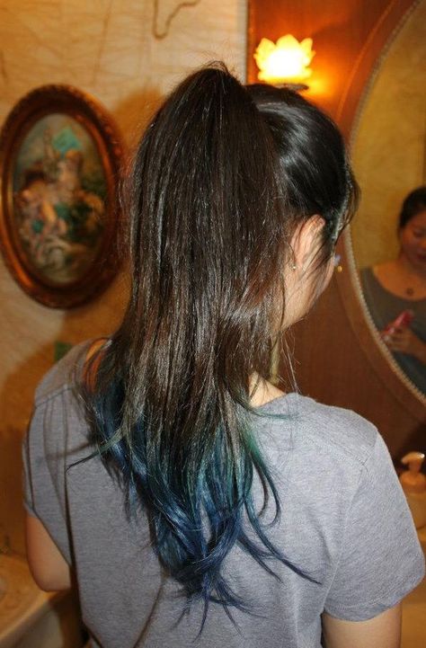 Brown and blue ombre ends^ Dip Dye Straight Hair, Blue Tips Brown Hair, Long Brown Hair With Blue Highlights, Blue Ends Hair Brown, Blue Hair Ends, Brown Hair With Colored Tips, Blue Ends Hair, Blue Dip Dye Hair, Blue Tips Hair