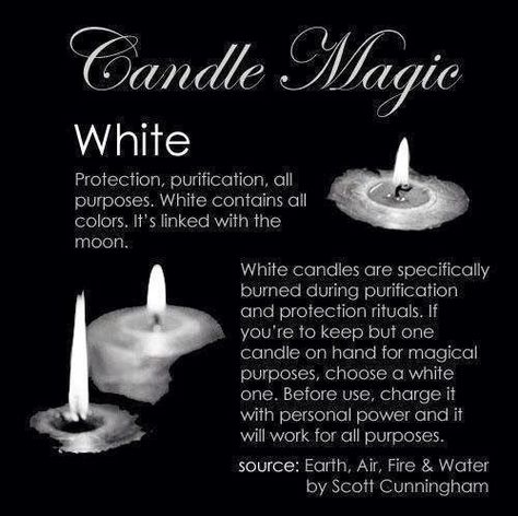 Candle Magic – White White Candle Magic, White Candle Spells, Witchcraft Candle Magic, Wicca Candles, Wiccan Candle, Candle Color Meanings, Candle Meaning, Candle Magic Spells, Witchcraft Candles