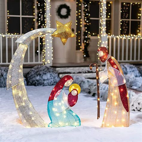 Lighted Outdoor Nativity Scene, Christmas Holy Family Yard Decoration, Nativity Sets for Christmas Outdoor, Easter Decorations Lighted (D) : Amazon.ca: Home Family Yard, Nativity Scene Sets, Outdoor Nativity, Christmas Nativity Set, Yard Lights, Led Decor, Christmas Nativity Scene, Family Decor, Christmas Yard