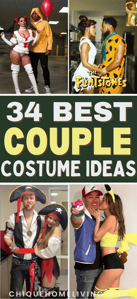 Are you on the hunt for the perfect couple costume for your next party? Explore 34 curated couple costume ideas that are sure to make a lasting impression! From classic duos to creative and fun themes, find the inspiration you need to stand out together. His And Hers Pirate Costumes, Superwoman And Superman Costumes Couple, Couples Nerd Costumes, Pirate Theme Costume Ideas, Neon Couple Outfits, Couples Costumes Harley Quinn And Joker, Villan Halloween Couple Costumes, Adam And Eve Costume Couple, Marvel Couple Costume Ideas